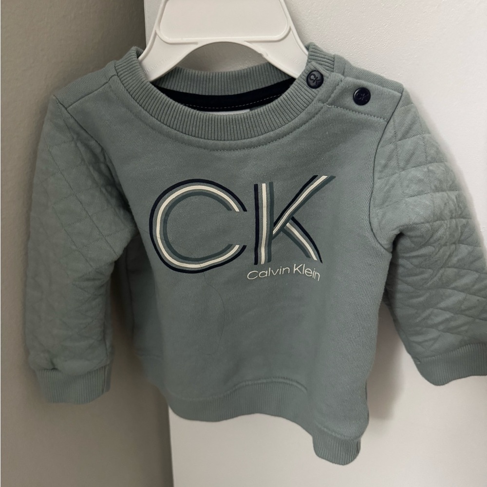 Calvin Klein Baby Boy Sweatshirt 6 Months CK Logo Green Excellent Condition